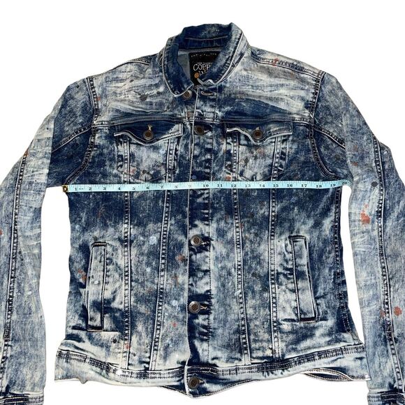 Copper Rivet Denim Jacket Men’s Size Small Acid Wash Jean jacket - Picture 5 of 6